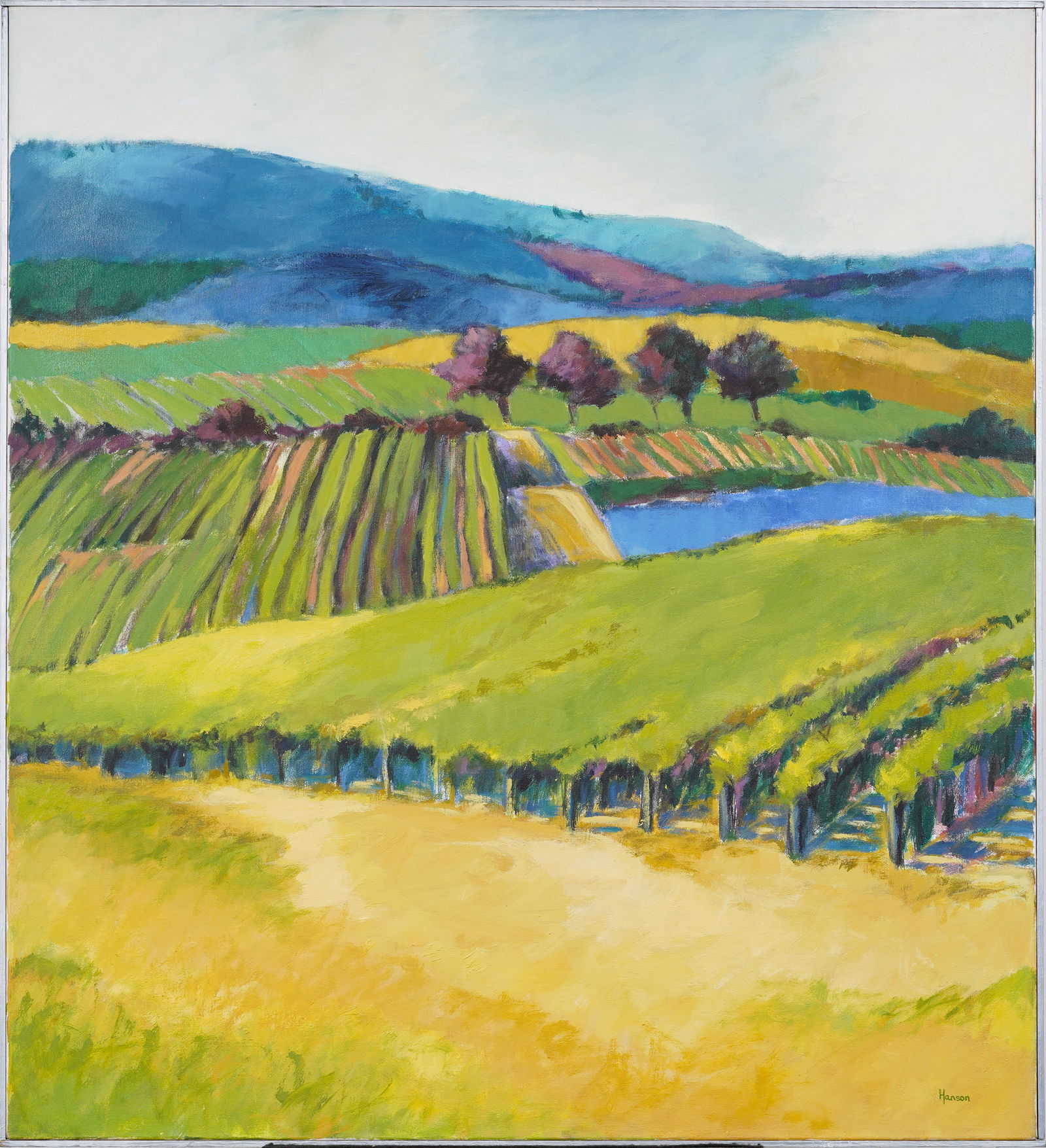 Vintage American Impressionist Agrarian Landscape Oil Painting Signed "Hanson" (1 of 10)