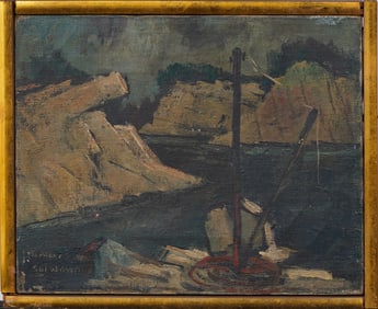 Sol Wilson (1896 - 1974) Vintage American Modernist Coastal Seascape Signed Oil Painting