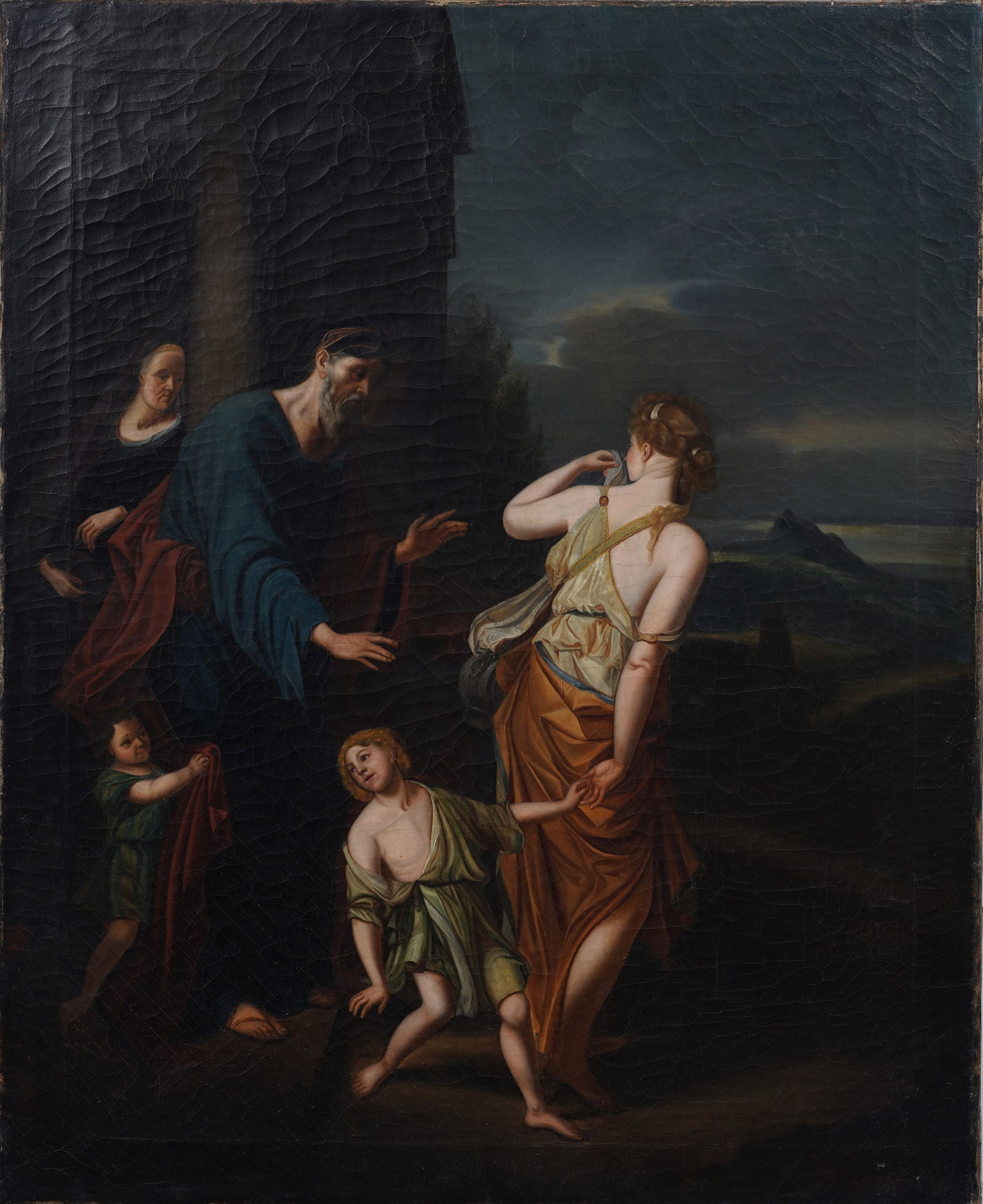 Antique 18/19th Century Academic Classical Figural Scene Old Master Oil Painting on Canvas (1 of 7)