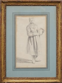 Gerrit Berckheyde (1638-1698) Antique Dutch Old Master Figural Study Pencil Drawing Woman Portrait