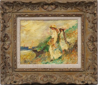 Paul Williams (1934-2012) "Summer Breeze" Impressionist Coastal Scene Oil Painting Westport CT