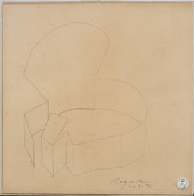 Vintage Minimalist Geometric Architectural Pencil Drawing Signed and Dated Finely Framed