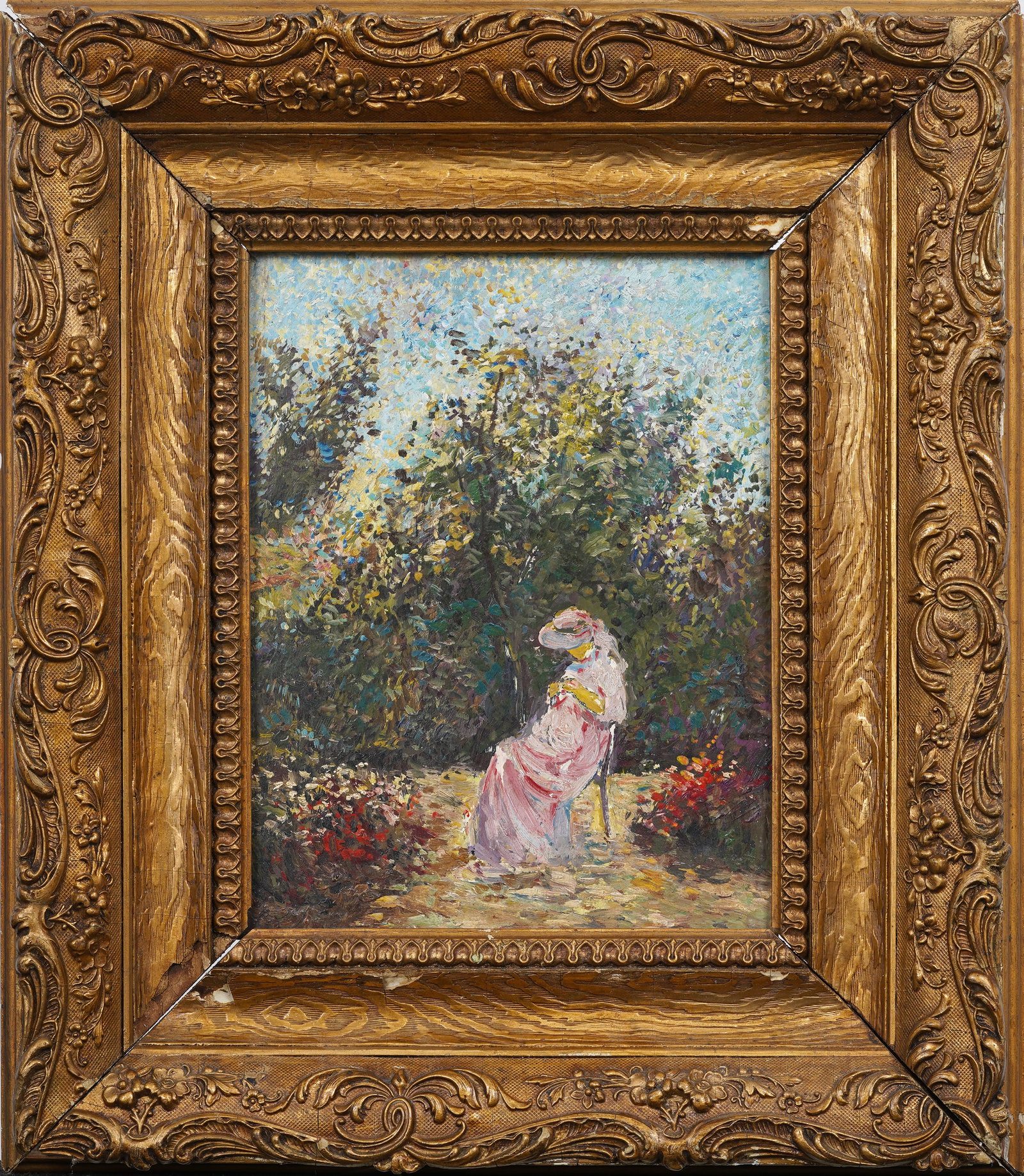 ATTR Camille Pissarro (1830-1903) Important French Impressionist Garden Scene Framed Oil Painting (1 of 7)