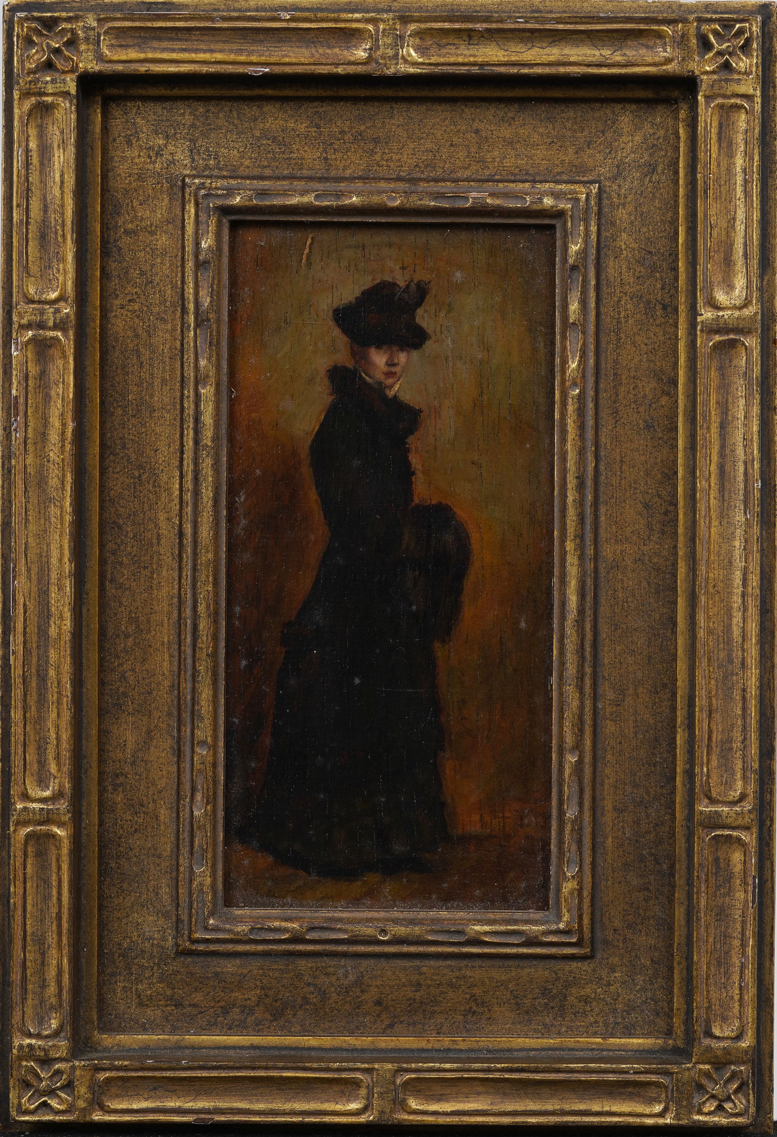 Important Antique Ashcan School American Woman Portrait Elegant Framed New York Society Oil Painting (1 of 7)