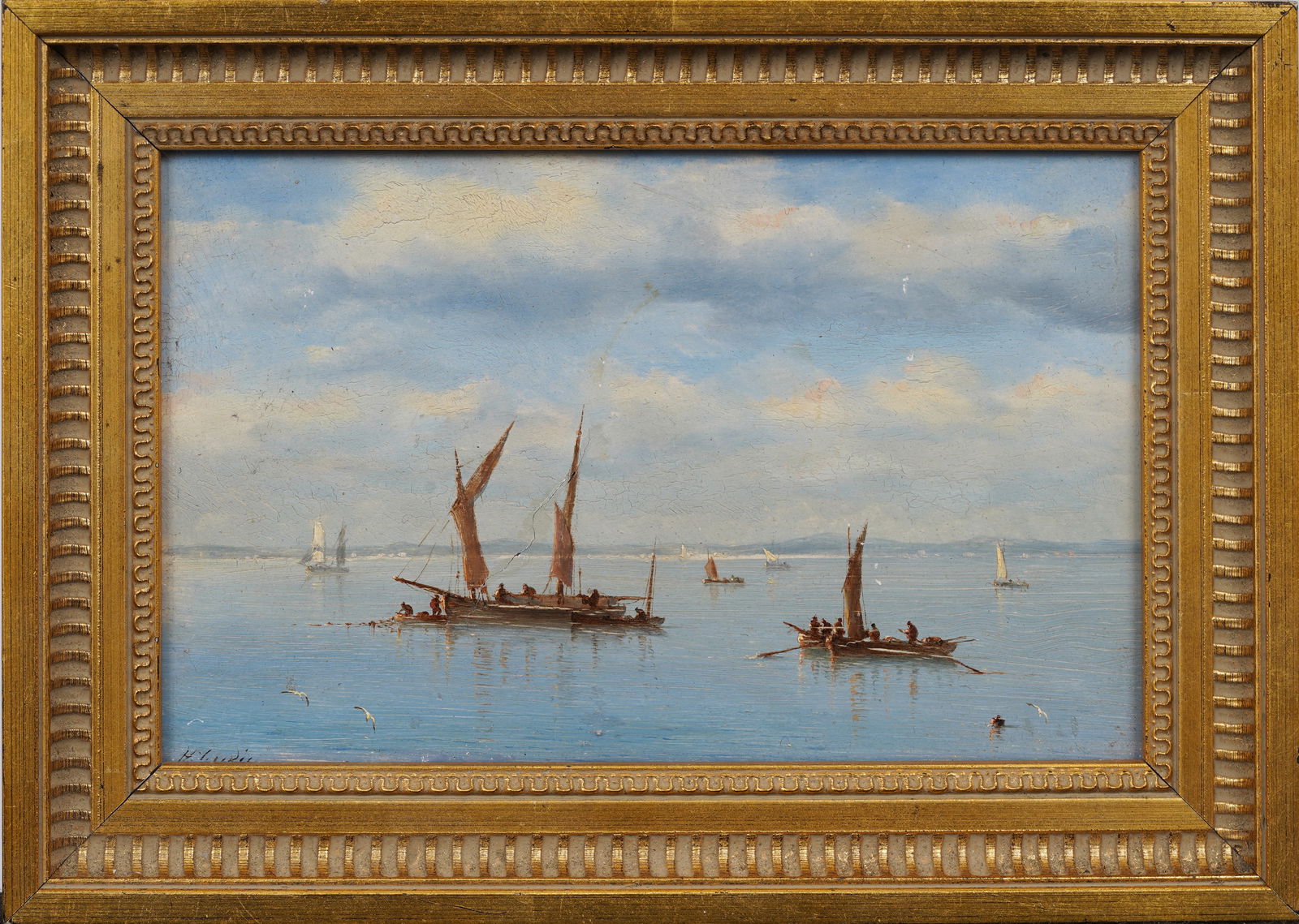 Antique19th Century Maritime Seascape Signed and Framed European Impressionist Oil Painting (1 of 9)