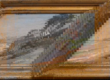 Christopher M. Magadini (b.1946) Impressionist Cliffside California Seascape Villa View Oil Painting