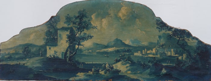 Antique Italian Impressionist Rococo Elegant Neapolitan School Coastal Cityscape Oil Painting