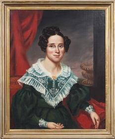 ATTR Samuel Waldo 1783-1861 "Wife" Antique 19th Century American Classical Portrait Oil Painting