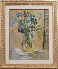 Franklin Watkins (1894-1972)Vintage American Impressionist Flower Still Life of Irises Oil Painting
