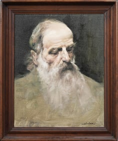 Dennis Sheehan (B.1950) Expressive Portrait Bearded Man Oil Painting Signed and Framed