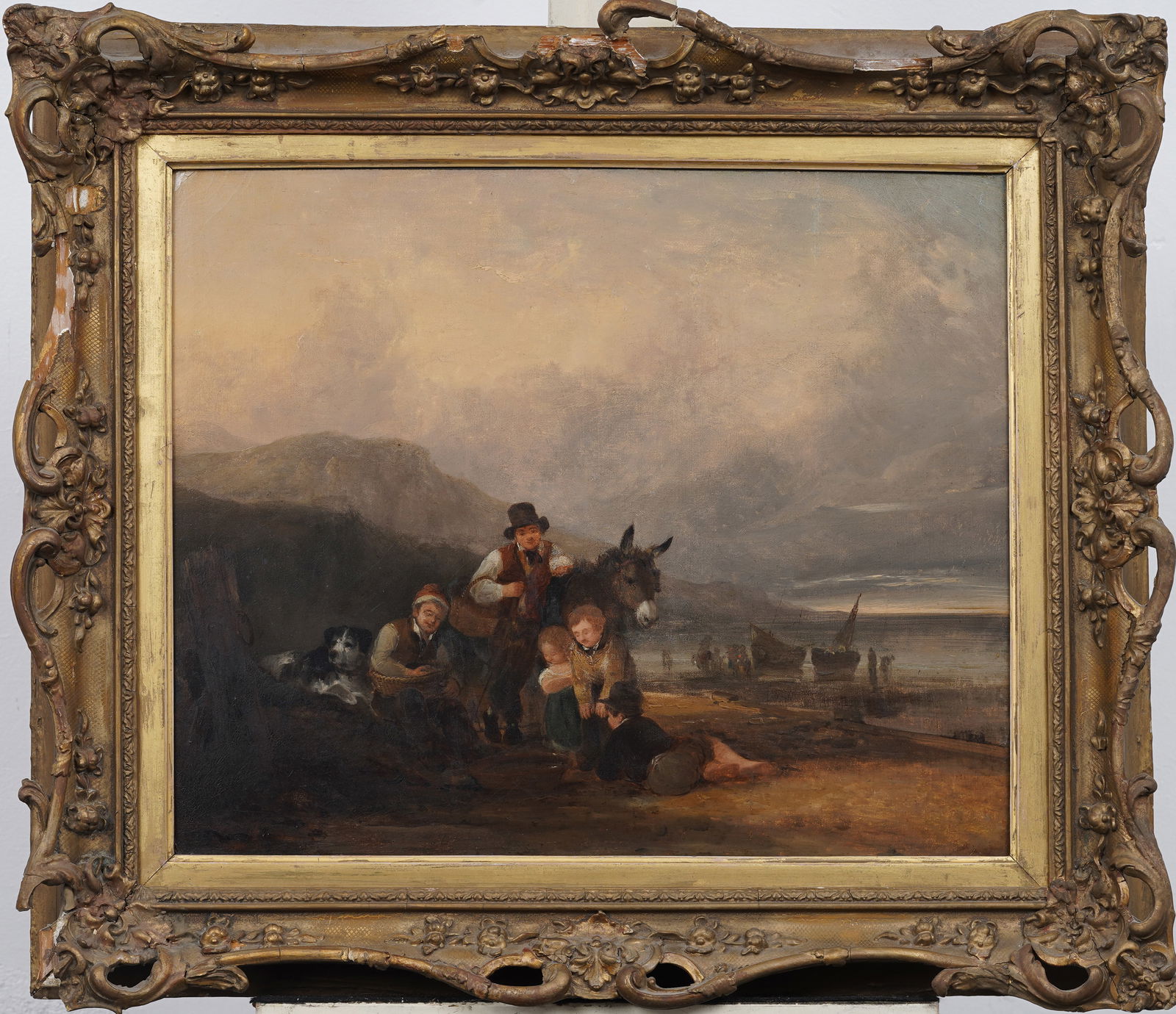 ATTR William Joseph Shayer (1811 - 1892)  Antique Antique English Coastal Scene Framed Oil Painting (1 of 11)