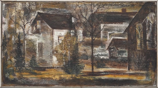 Stan Englehart 1931-2009"Autumn Light" Vintage Mid Century American Landscape Oil Painting on Canvas