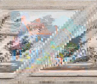 Pearl Van Sciver (1895-1966) Vintage American Impressionist Landscape Rockport Street Oil Painting