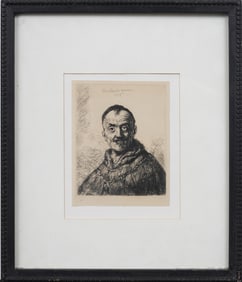 Rembrandt van Rijn (1606-1669) "The First Oriental Head" 1635 Dutch Framed Etching on Paper