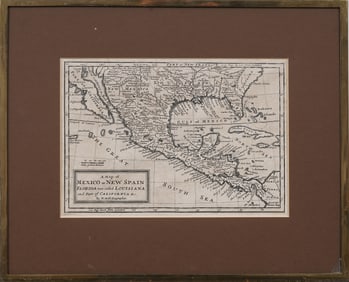 Herman Moll (1654-1732) Antique 18th Century Framed mMap of Central and Southern North America