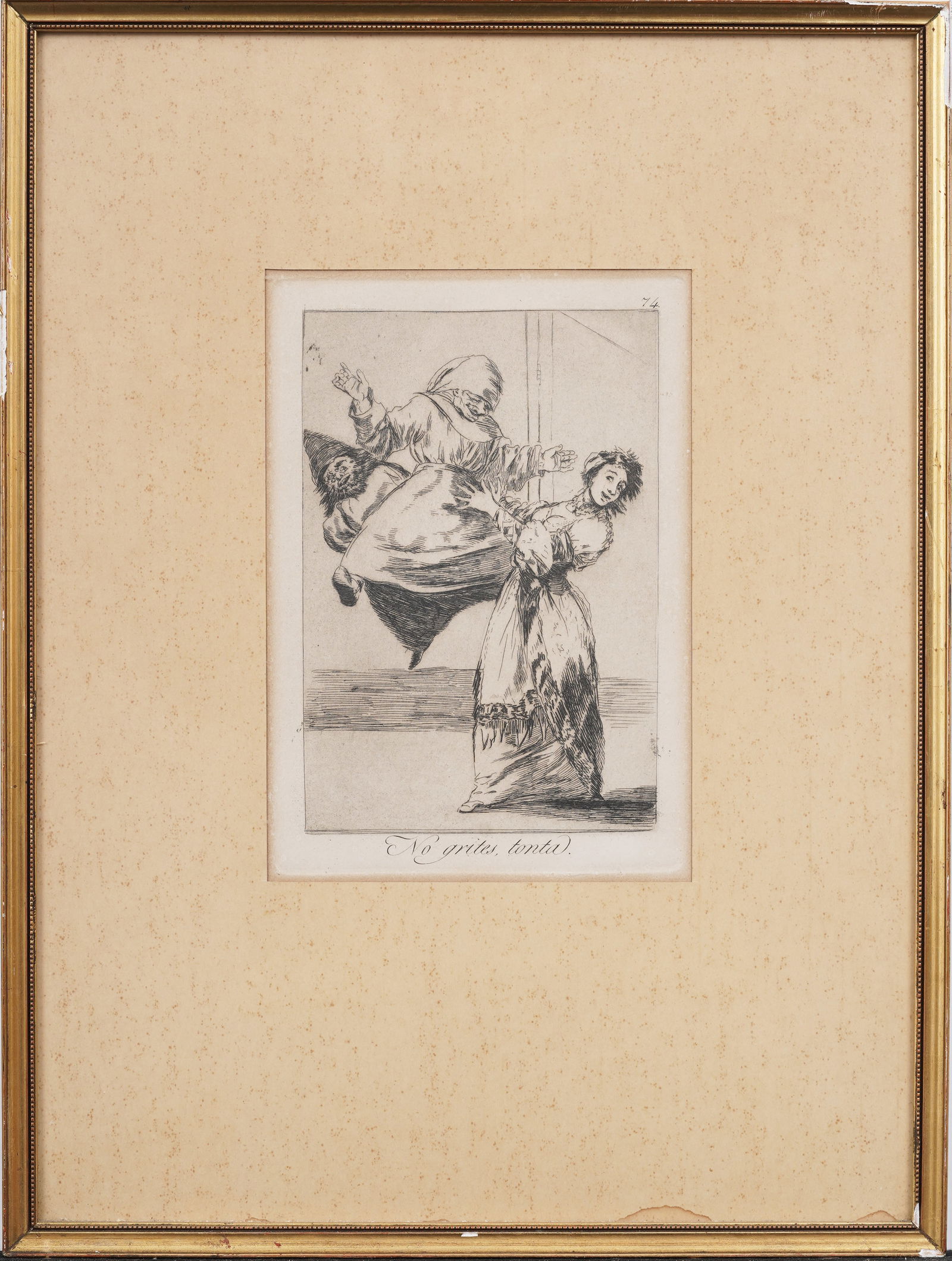 Francisco Goya (1746-1828) attire. "No Grites,Tonta" Antique Spanish European Etching on Paper (1 of 6)