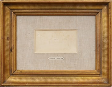 ATTR Maurice Utrillo (1883-1955) Antique French Modernist Framed Pencil Sketch Landscape Drawing