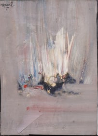 Signed 1977 Vintage Abstract Expressionist Mixed Media Textural Original MCM Modern Painting