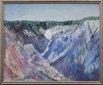 Vibrant Vintage Grand Canyon Western Impressionist Landscape Framed Oil Painting