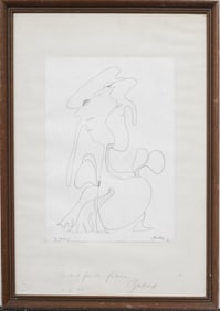 Signed 1971 American Surrealist Abstract Line Drawing  “The Best for the Future"