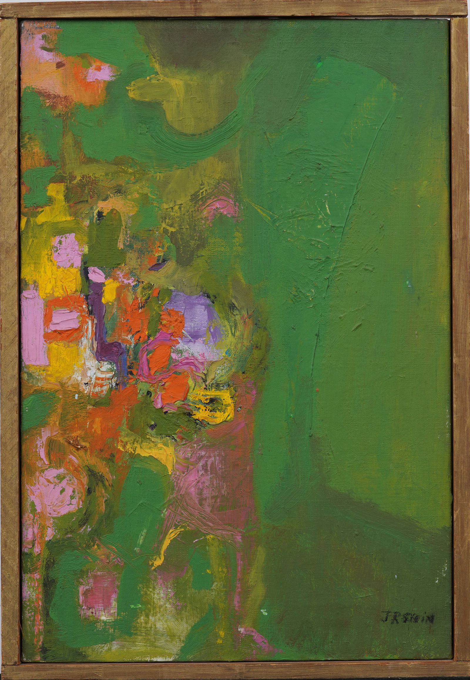 Signed Vintage Abstract Expressionist Framed Oil Painting on Canvas with Vivid Color (1 of 6)