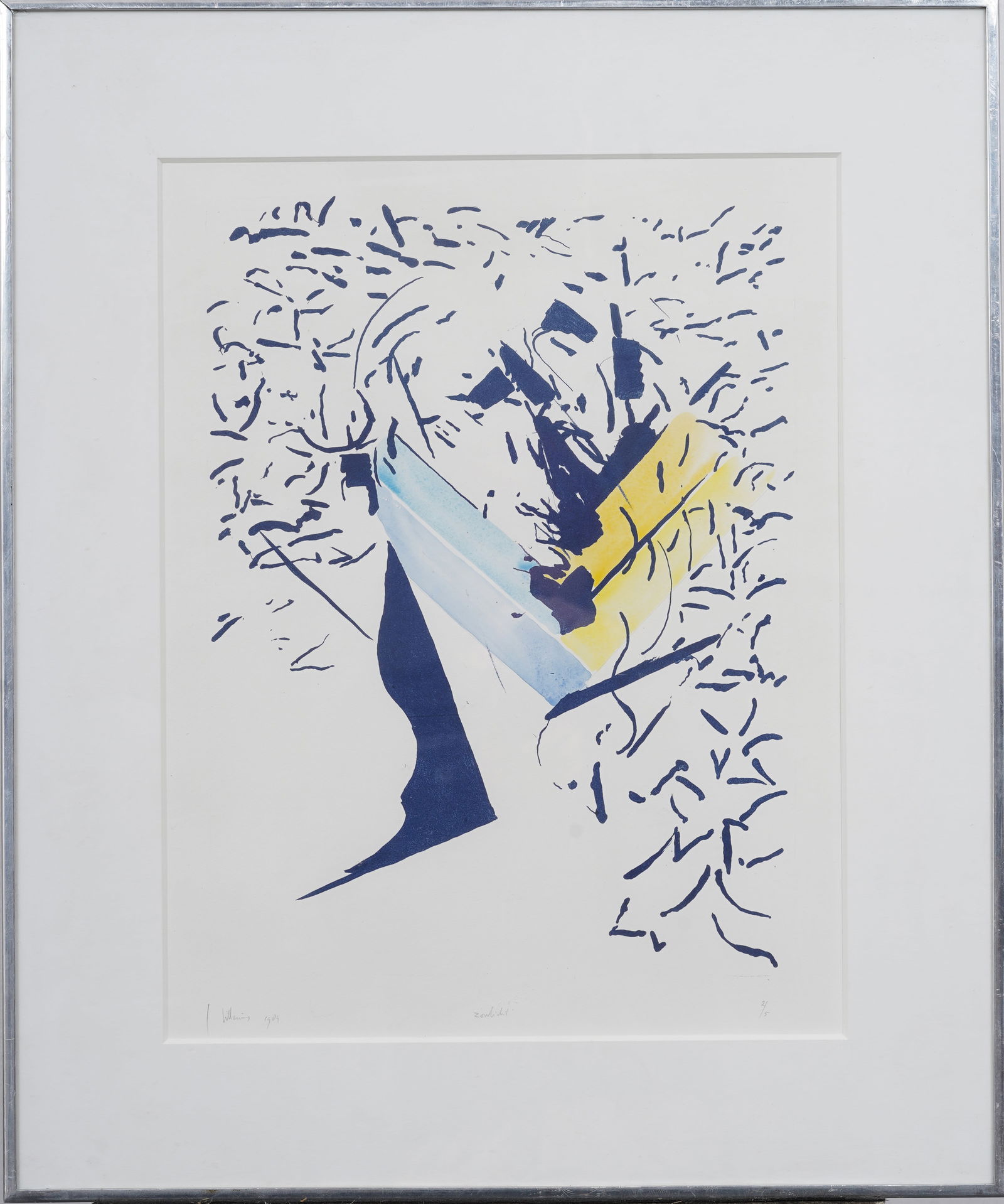 Sined Vintage American Modernist Abstract Etching Print (1 of 8)