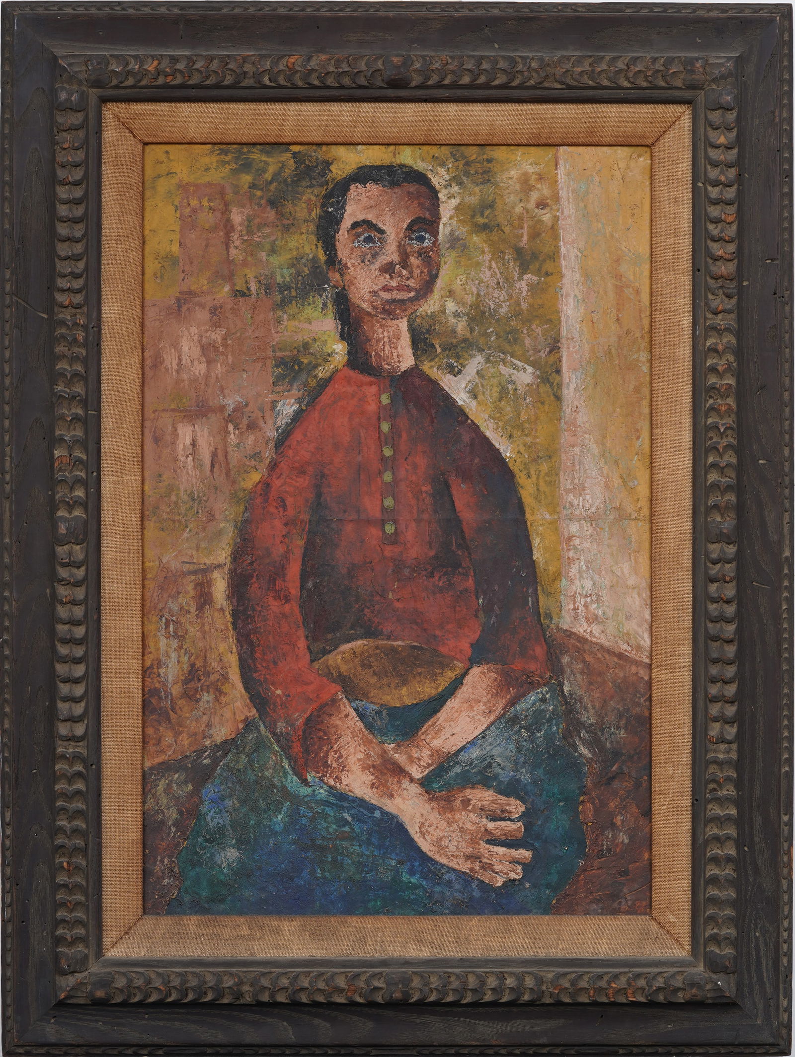 Vintage American Modernist Nicely Framed Woman Portrait Oil Painting (1 of 9)