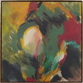 Norma-Jean Koplin  Vintage American Modernist Abstract Expressionist Large Framed Oil Painting