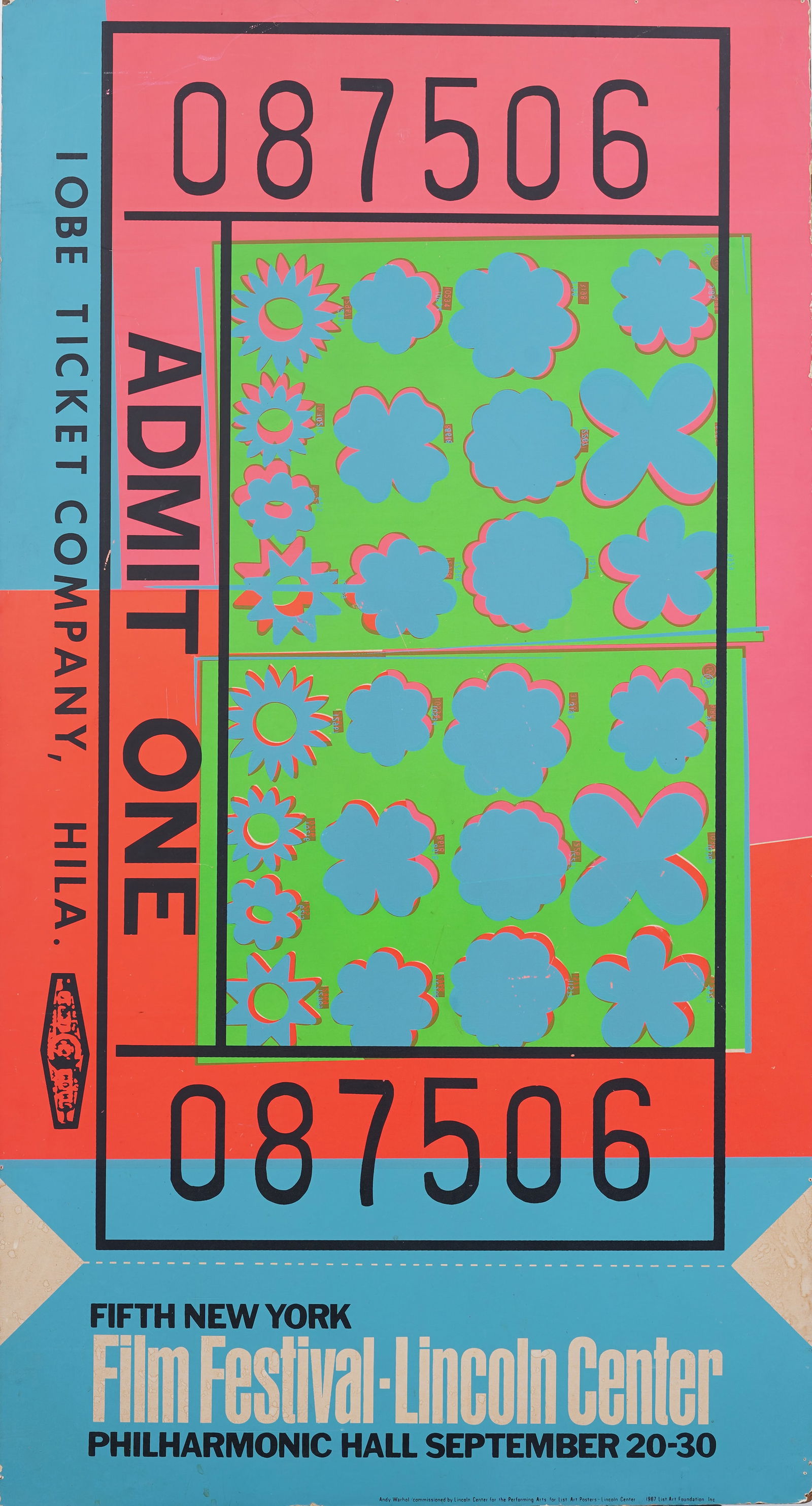 Andy Warhol (1928 - 1987) Vintage American Pop Art New York Film Festival Poster: Vintage American poster. Measuring: 45 by 24 inches overall. Please see all images for condition. Size is measured and written on the back of the painting or next to each object. The first size is the