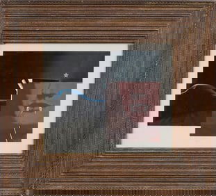 Vintage American Modernist Mixed Media Collage Wide Giltwood Stanford White Newcomb Macklin Frame