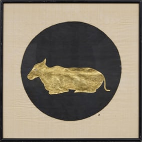 Elisabet Stahre Vintage Golden Calf Mixed Media Symbolist Assemblage