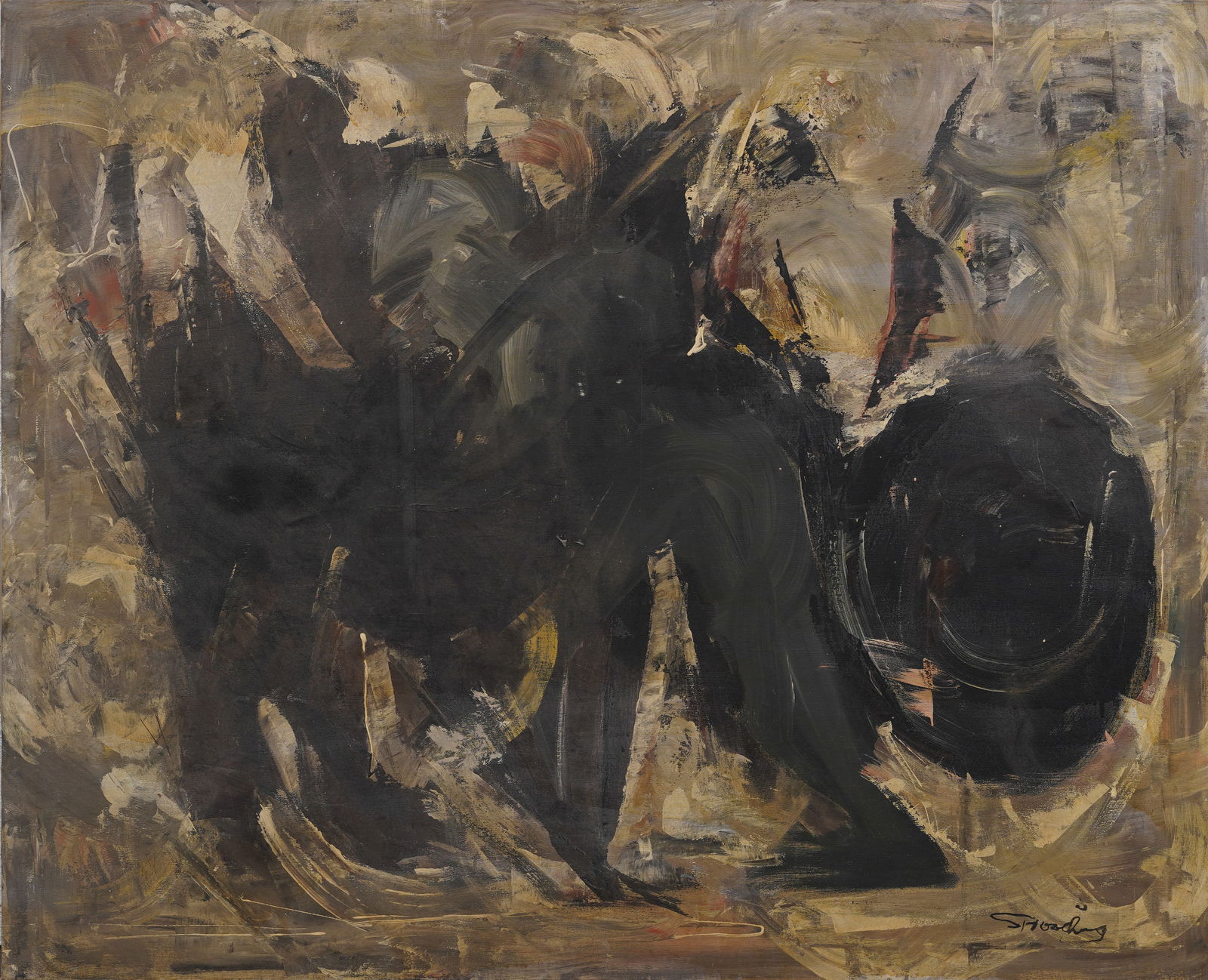 Large Early Vintage American Modernist Abstract Expressionist Signed Oil Painting (1 of 8)