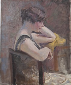 Kenneth Frazier (1867 - 1949) American Impressionist Woman Portrait Interior Scene Oil Painting