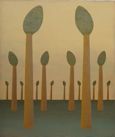 Large Julius Shaier Signed American Modernist Surreal Landscape Oil Painting "Moodscape 45"