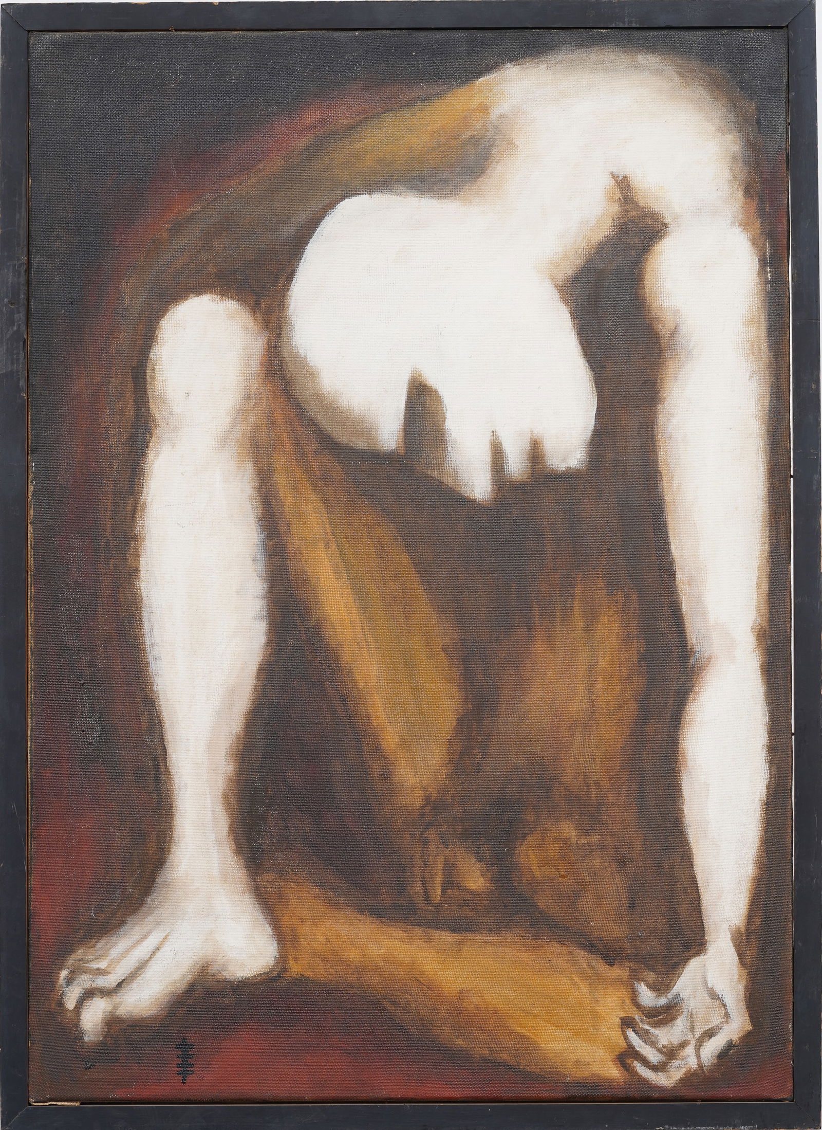 John R Baum ca.1957 Vintage Mid 20th Century Abstract Figurative Ethereal Expressionist Oil Painting (1 of 9)