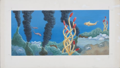 Lloyd Birmingham “Under The Sea” Vintage Modernist Seascape Coral ReefIllustration Painting
