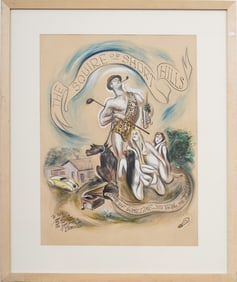 Bill Crawford (1913 - 1982) “The Squire of Short Hills Illustration Nude Figural Painting