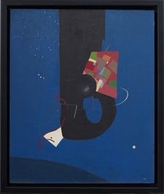 Incredible Surreal Modernist Abstract Expressionist Vintage American Framed Signed Oil Painting