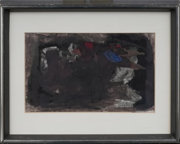 Suetelle Comen Vintage American Modernist Framed Abstract Expressionist Painting