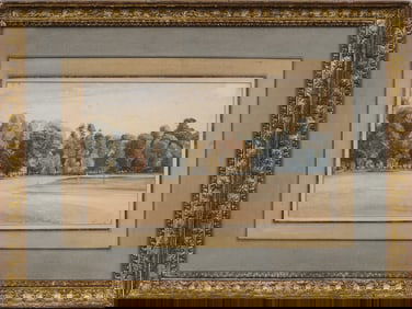 John Varley  Kensington Gardens 1867 Antique English Nicely Framed Landscape Painting