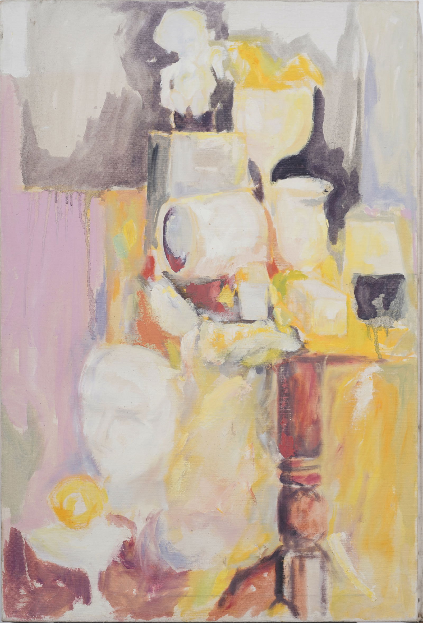 Vintage American School Modernist Interior Scene Abstract Signed Oil Painting (1 of 5)