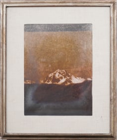 Vintage American Modernist Abstract Western Mountain Original Photograph Silver Leaf Frame