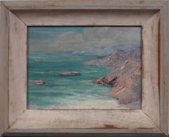 Clare Robinson Ford (1892-1990) Impressionist California Coastal Beach Scene Framed Oil Painting