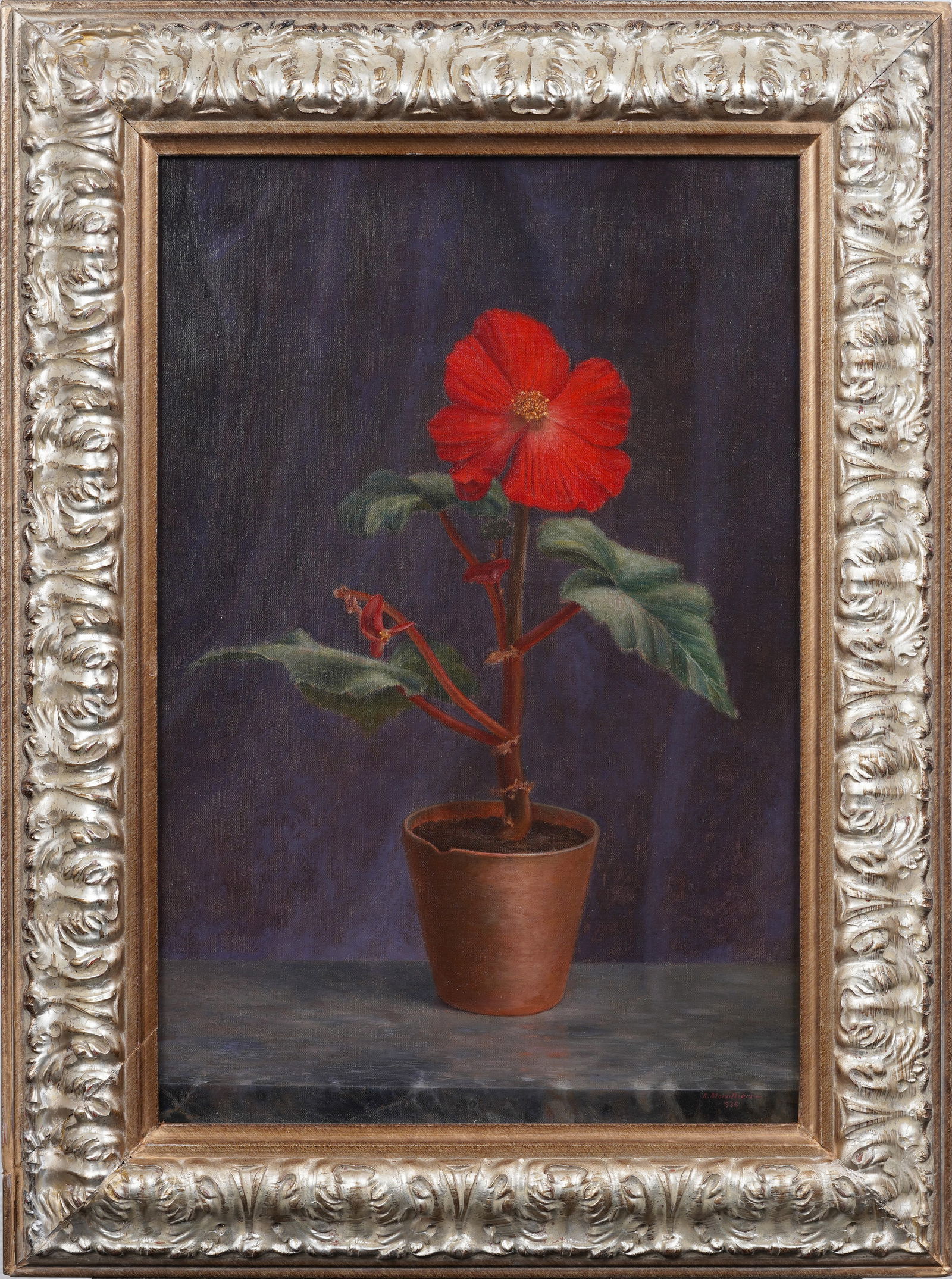 Roger Morvilliers 1895-1979 Vintage French Realist Flower Still Life Modernist Framed Oil Painting (1 of 6)