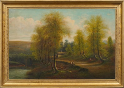 George Harris 1855- 1936 Signed Antique English Landscape Framed Impressionist Oil Painting