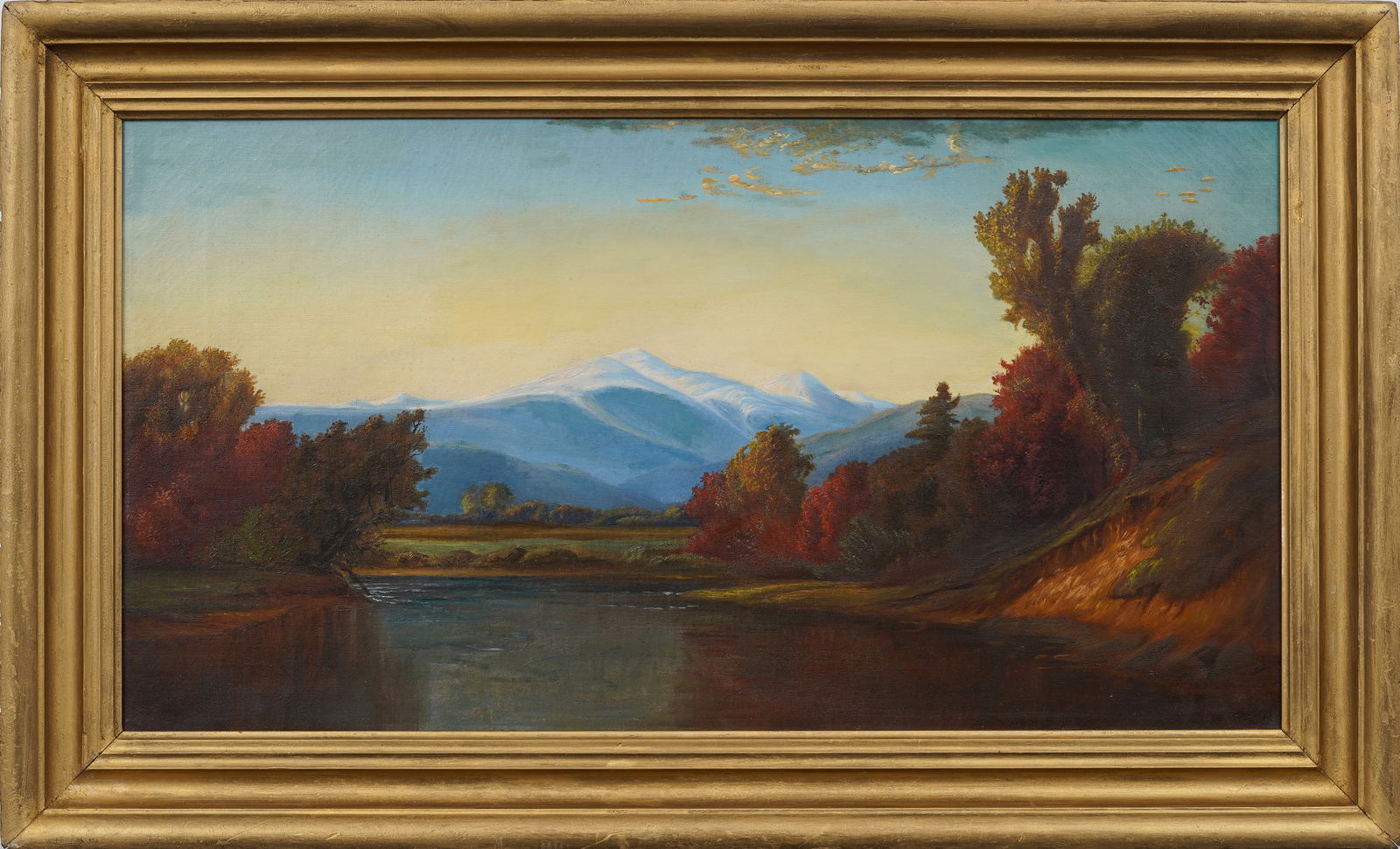 Antique American Hudson River School Ohio River Landscape Framed Fall Oil Painting (1 of 9)