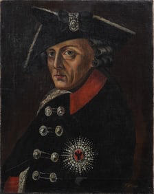 Antique European Important Portrait "Frederick II, King of Prussia (1740-1786)" Oil Painting