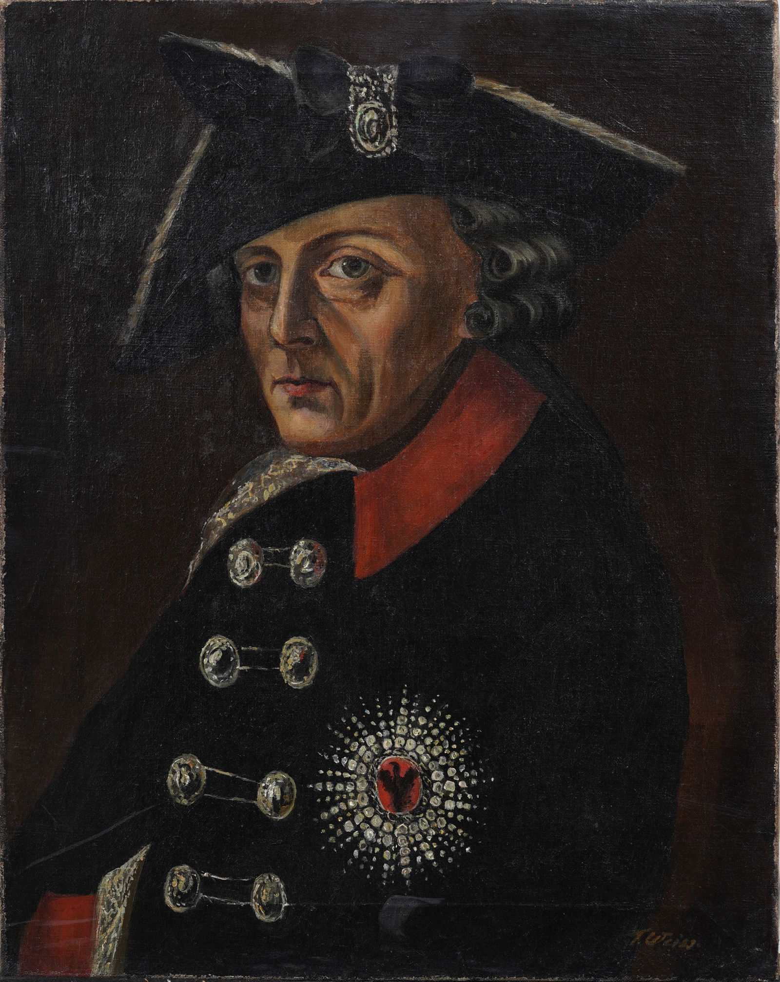 Antique European Important Portrait "Frederick II, King of Prussia (1740-1786)" Oil Painting (1 of 9)