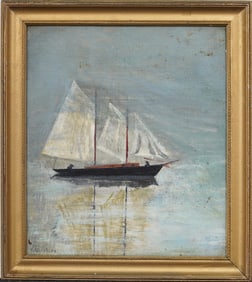 Katherine Wauters (1891 - 1982) Vintage American Impressionist Seascape "Fog Bound" Oil Painting