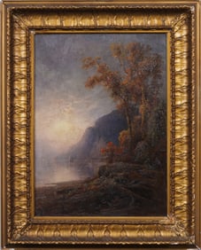 James Wethered Bell Antique American Hudson River School Luminous Framed Landscape Oil Painting